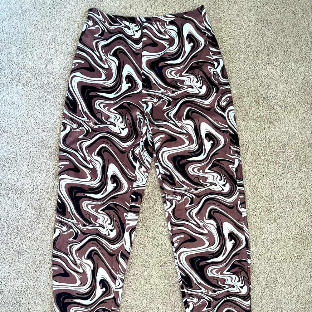 Brown marbled trendy pattern pants